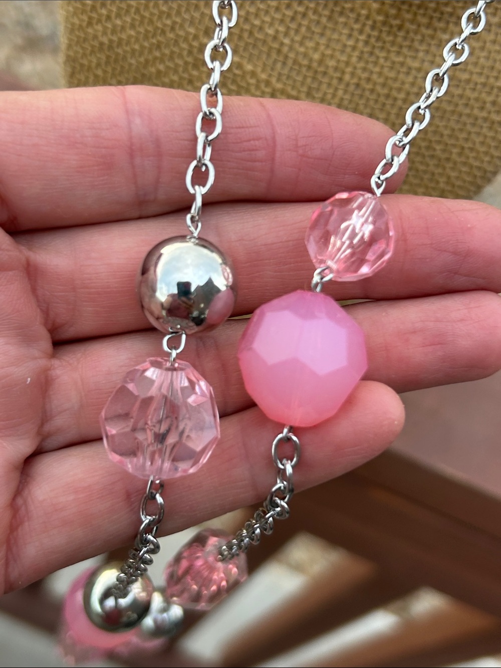 paparazzi HITTING A GLOW POINT Pink Faceted Bead Layered Necklace - Picture 6 of 8